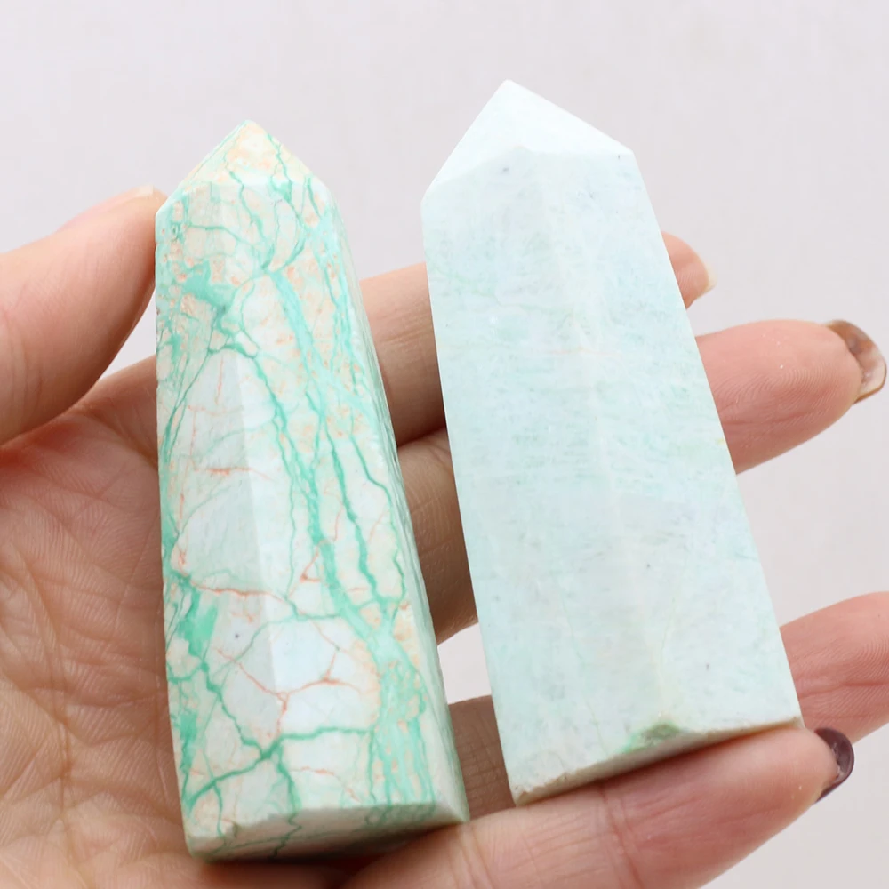 

Natural Crystals Stone Furnishing Articles Green Moonstone Six Prism Rough Rock Reiki Healing Stone Home Decoration Gift