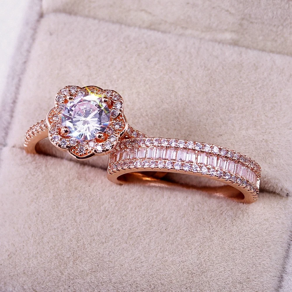 Кольцо в форме цветка розовое золото CAOSHI 2 шт./компл. кольцо романтическое