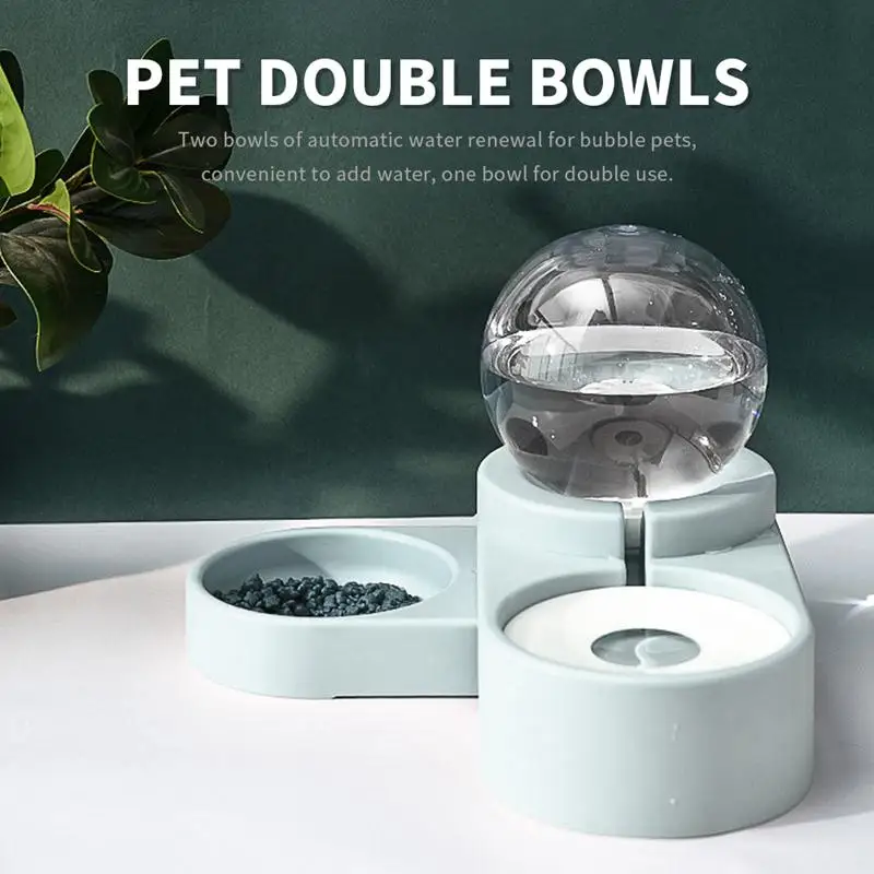 2 in 1 Multifunctional Cat Dog Feeder Automatic Gravity Water Drinking Dispenser Bubble Fountain Pet Food Feeding Bowl | Дом и сад