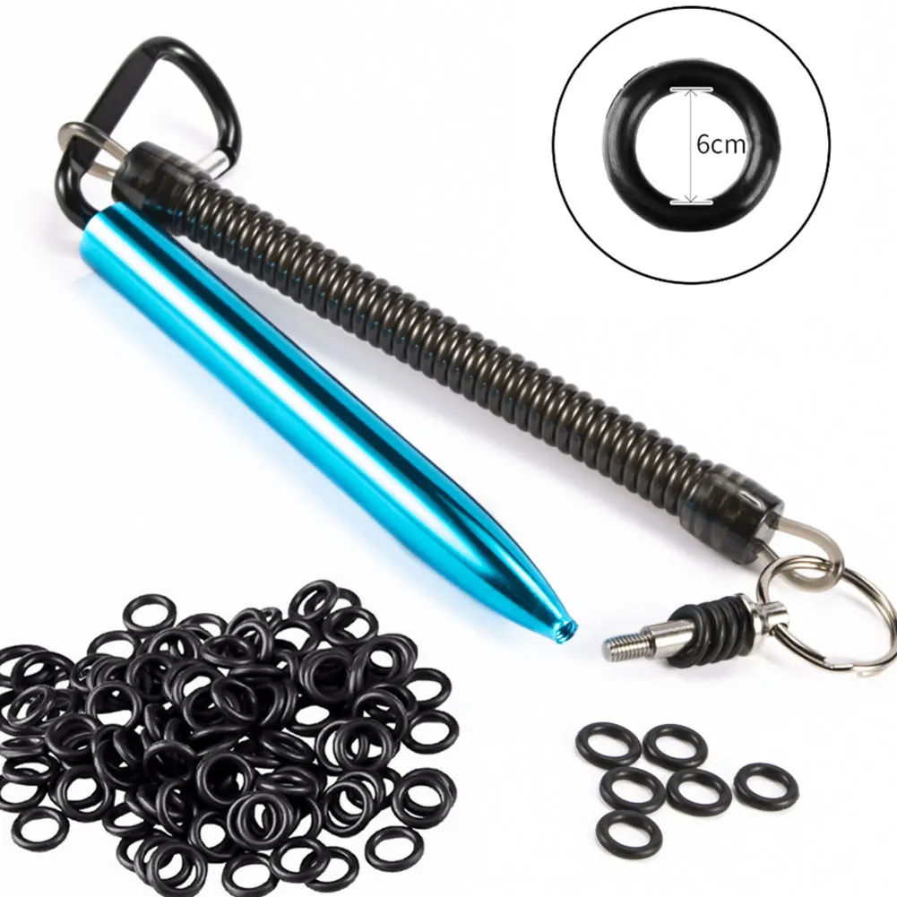

Wacky Rigging Cylinder Tying Tool Aluminum Alloy Fishing Worm Bait With O Rubber Rings O-Rings Wacky Rigging Fishing Tools