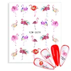 1 лист 2022 новый дизайн наклейки для ногтей цветок Фламинго красота слайдер цветение Красочные растения узор 3D Маникюр Наклейка татуировка
