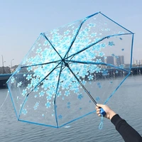 sun umbrella 5 colors female umbrella transparent transparent cherry blossom umbrella mushroom print three grip umbrella