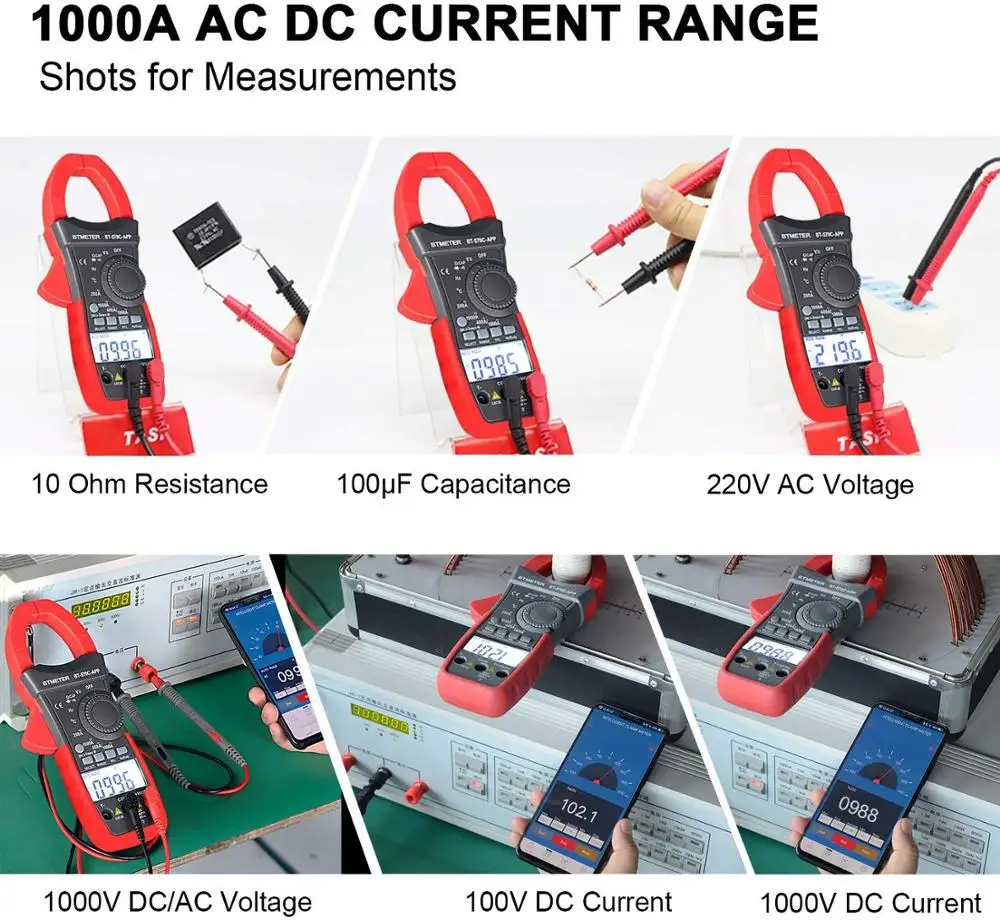 Цифровой мультиметр BTMETER 570C-APP Токоизмерительные клещи 4000 отсчетов True RMS Amp DC/AC