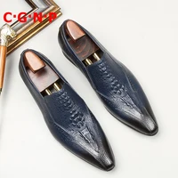 c%c2%b7g%c2%b7n%c2%b7p new fashion crocodile pattern genuine leather pointed toe loafers handmade slip on men dress shoes casual shoes