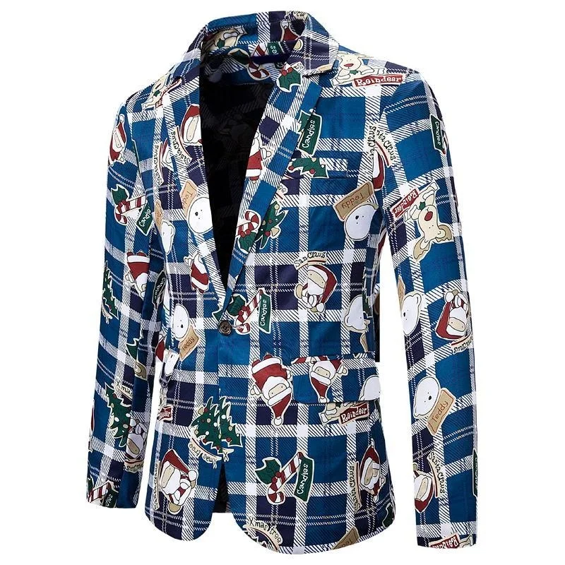 

Мужская Рождественская куртка fiestaSanta hombre chaquetas dulces 3D с рисунком, Новое мужское праздничное пальто, повседневный приталенный Блейзер на пуго...