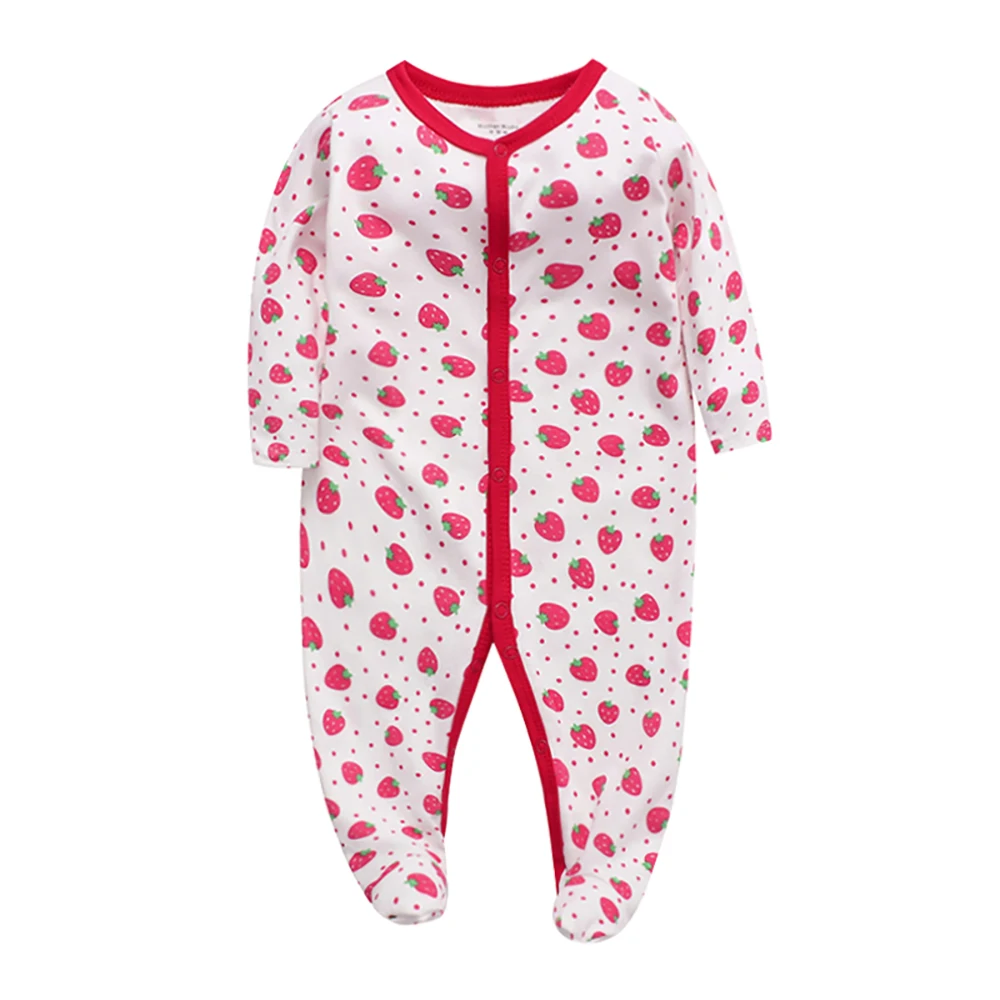 

Sleepsuit For Newborn Autumn Winter Girls Long Sleeve Cute Print Cotton Footed Pajama Infant Jumpsuit New Born Baby Clothes