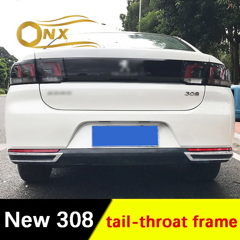 

Car stainless steel tail throat decorative frame For Peugeot new 2016-2019 308 Car exterior decoration Accessories