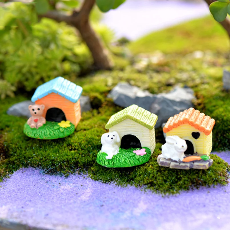 Полимерная собака медведь животное мини дом домашнее здание микро технические