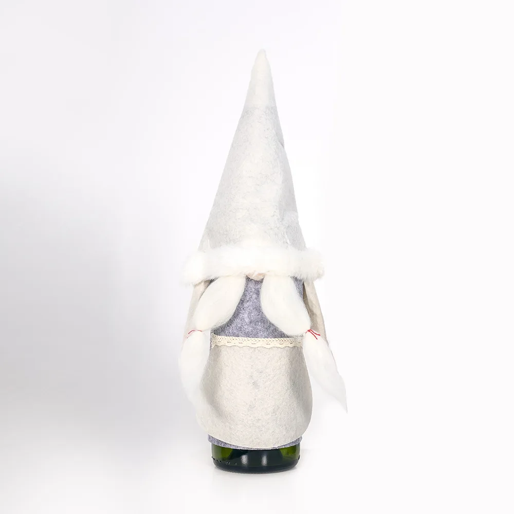 white santa Рождественский Декор для дома, Рождественский винный чехол для бутылки с Санта Клаусом, оленем, бутылка, одежда для кухни, Новогоднее украшение - Цвет: white santa