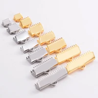 20pcslot stainless steel crimp end beads buckle tips clasp cord flat cover clasps diy bracelet connectors for jewelry making