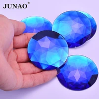 junao 5pcs 52mm large round dark blue rhinestone flat back applique acrylic non hotfix diy strass decoration stones