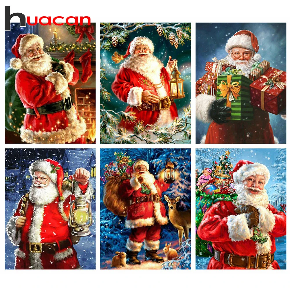 

Huacan 5D, сделай сам, бриллиантовый рисунок Рождество полная квадратная Алмазная мозаика вышивка Санта Клаус искусство украшения для дома