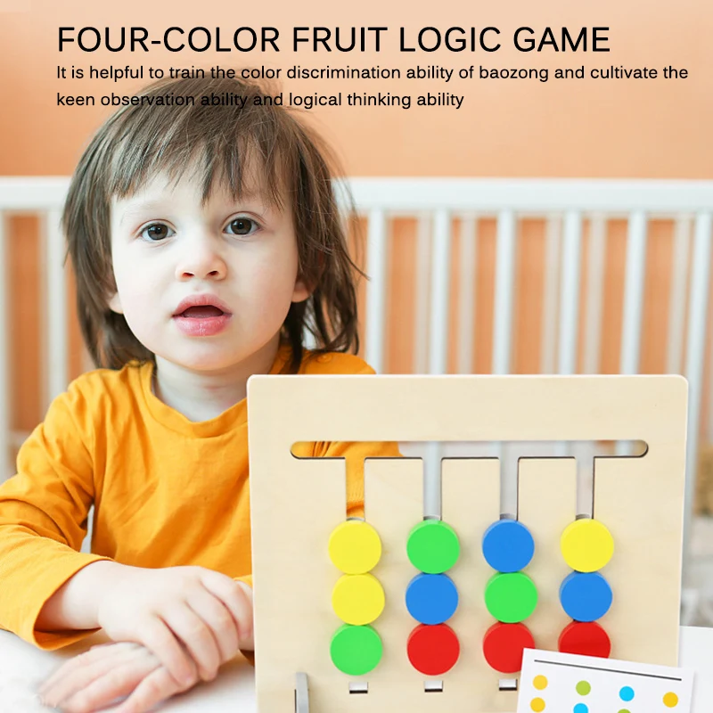 

Wooden Montessori Toy Colors And Fruits Double Sided Matching Game Logical Reasoning Training Kid Educational Toys Children Gift