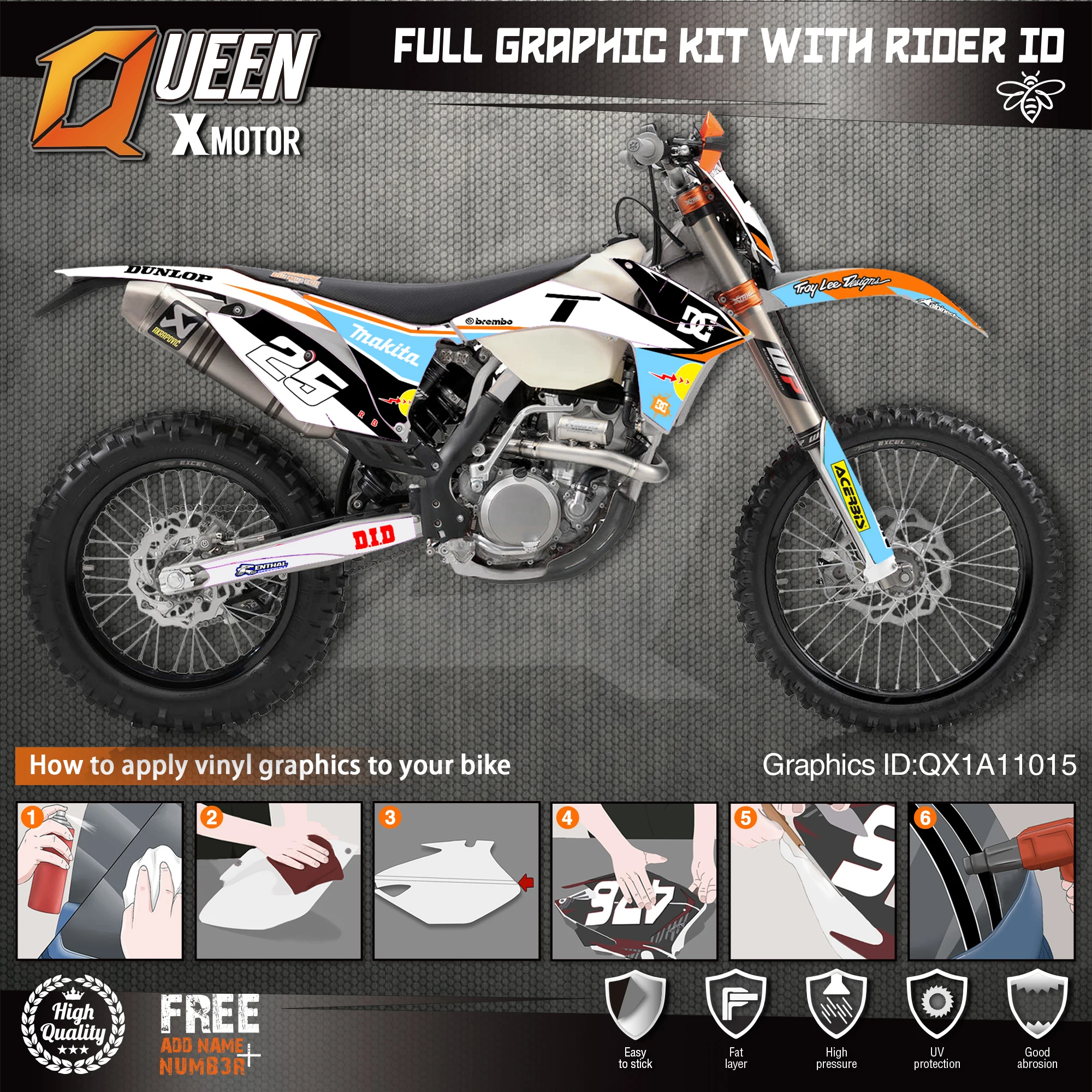 QUEEN X MOTOR Custom Team графические наклейки Набор наклеек для KTM 2011 2012 SX SXF 2013 EXC Φ 015 |