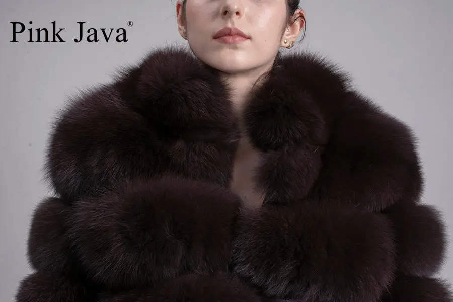 Розовый java QC5073 Новое поступление высокое качество женская шуба из натурального Лисьего меха натуральный мех короткое пальто длинные рукава с воротником
