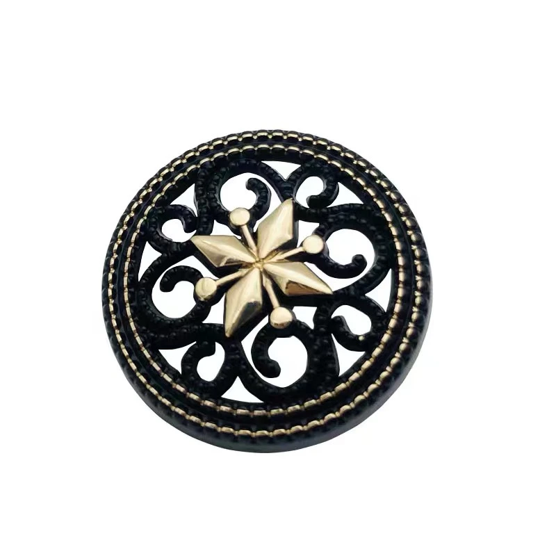 10pcs Black Hollow Retro Sewing Buttons for Coat European Vintage Metal Clothing Buttons Wholesale Clothing Decoration Buttons images - 6