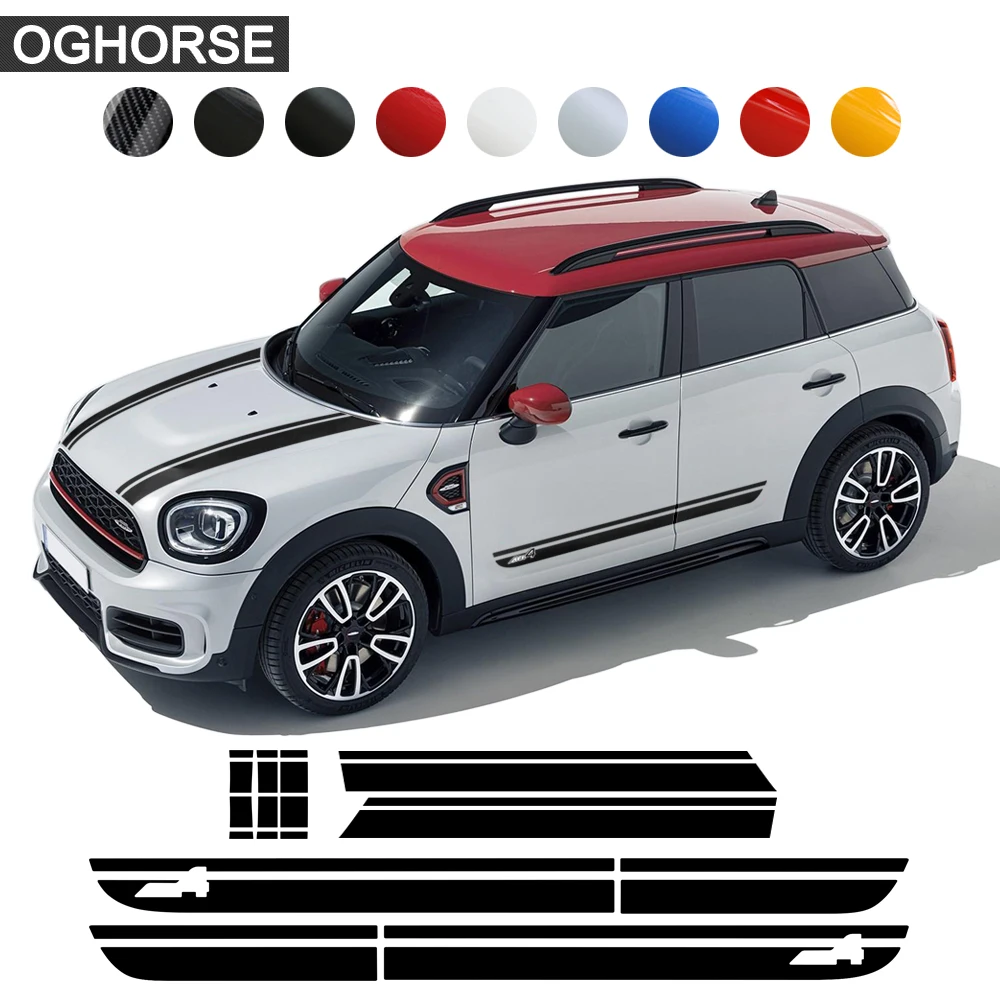 

Car Hood Decal Bonnet Band Rear Trunk Body Kit Side Stripes Skirt Sticker for MINI Countryman F60 All4 Cooper JCW Accessories