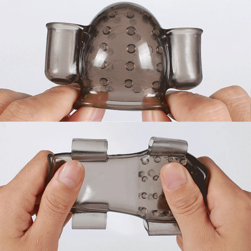 Секс игрушки для мужчин FAAK массажер пениса с 2 шапками Мужской мастурбатор