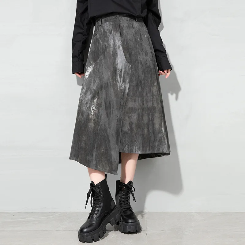 

Юбка женская трапециевидная с поясом на резинке, свободная, батальных размеров, весна-лето 2021