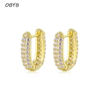 delicate hoop earrings shiny cubic zircon goldsilver color simple stylish daily wearable bridal earrings wedding jewelry gift