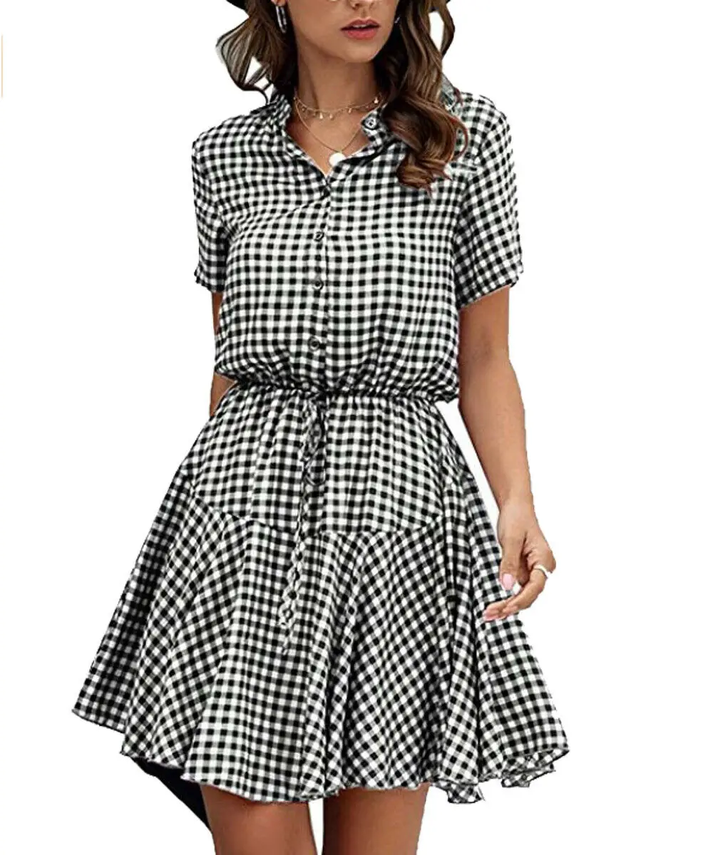 Сарафан женский в клетку с леопардовым принтом полоску | Женская одежда