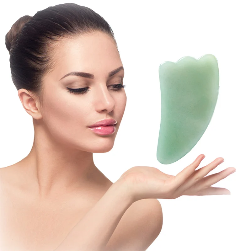 

Natural Jade Gua sha Stone Board Massage Green Quartz Guasha Plate Jade Face Massager Scrapers Tools For Face Neck Back Beauty
