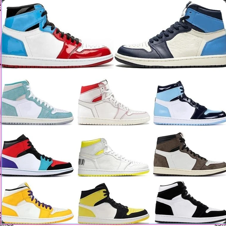 

2020 1 high OG basketball shoes 1 Royal black toe pine green black court purple white UnC patent designer shoes for men women