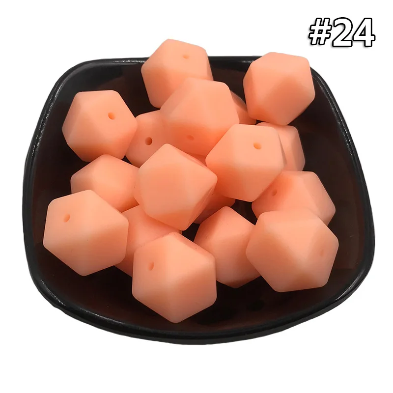 5PCS Beads 24 5 шт./компл. силиконовые шестигранные шарики 17 мм Силиконовые Шарики фитинг BPA бесплатно пищевого качества детские жевательные прорезыватели Прорезыватель Соска клип игрушка - Цвет: 5PCS Beads 24