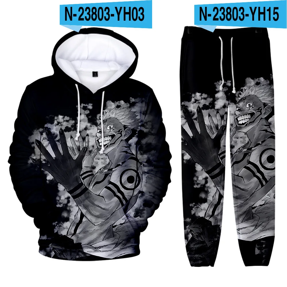 

Funny Cool 3D Print jujutsu kaisen Casual Harajuku Long-sleeved Hooded 2Pcs Women/Men Autumn Tracksuit Hoodies Pants Suits