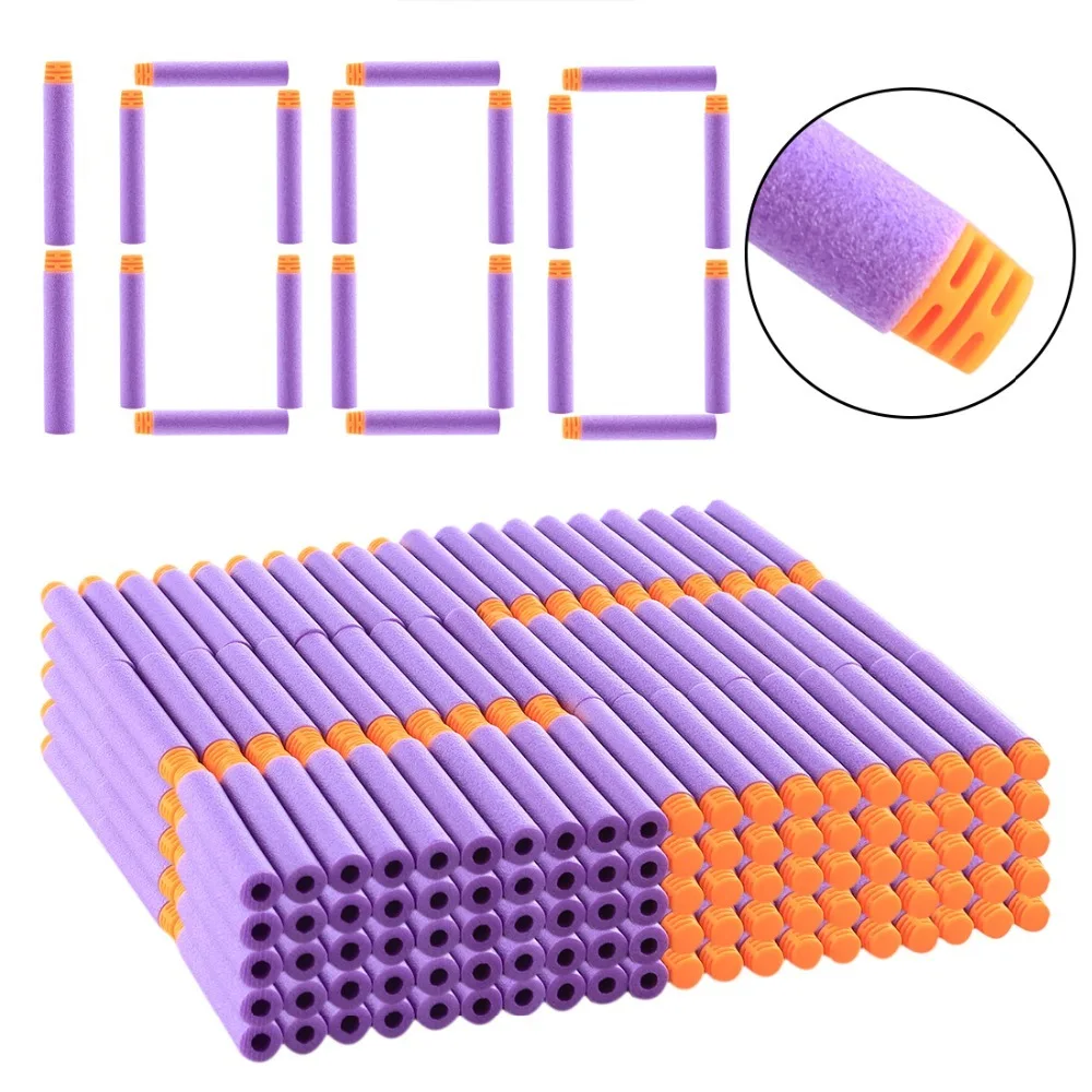 

200Pcs Nerf Elite Series 7.2 Centimeters Child Soft Bullet Darts Flat Head Soft Blasters Bullets Toy Refill Darts Foam Ball Gun