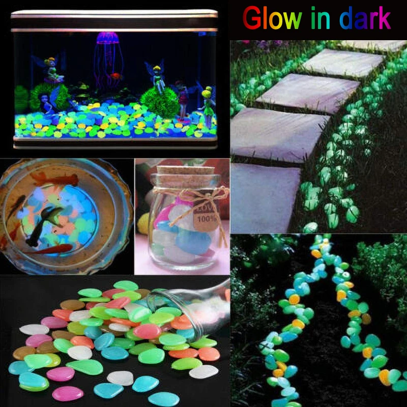 

100Pcs Garden Glow in the Dark Luminous Pebbles for Walkways Plants Aquarium Decor Glow Stones Garden Decoration Luminous Stones