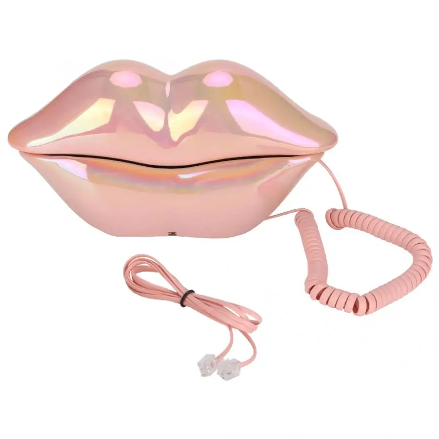 WX-3016 Mouth's Lips Shape Telephone Home Office Desktop Telephone Landline Colorful Pink/Electroplated Purple(optional