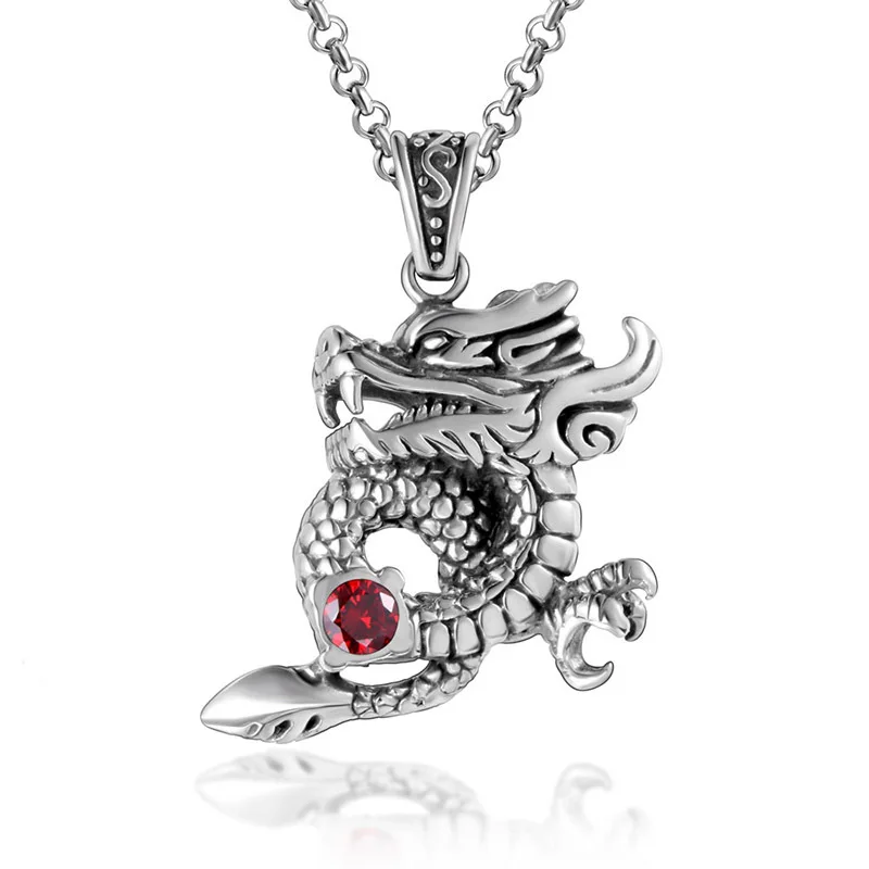 

Цепочка с подвеской в виде дракона из титановой стали