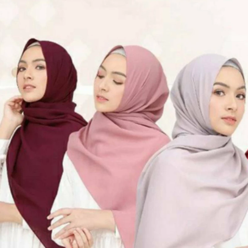 

2021 Muslim Double Loop Chiffon Hijab Scarf Femme Musulman Wrap Head Scarves Islamic Headscarf Malaysia Hijab Female Foulard