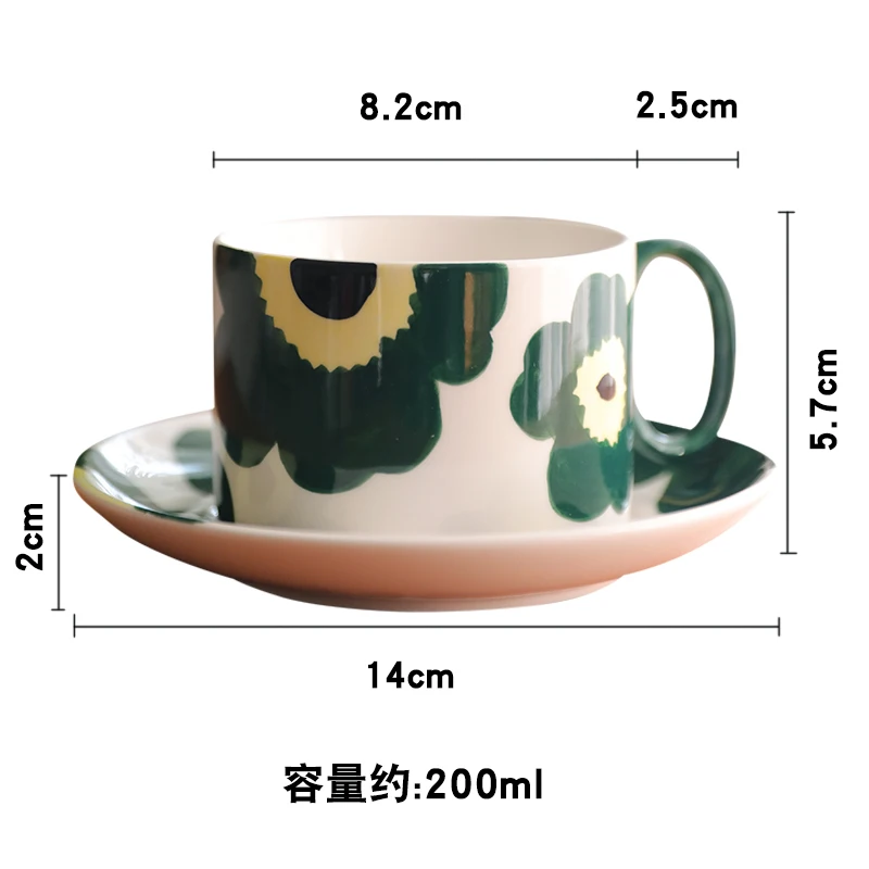 

Modern Cute Coffee Cup Pattern Ceramic Mug Base Coffee Cup Tea Cups And Saucer Sets Espresso Canecas Kitchen Accessories BI50CS