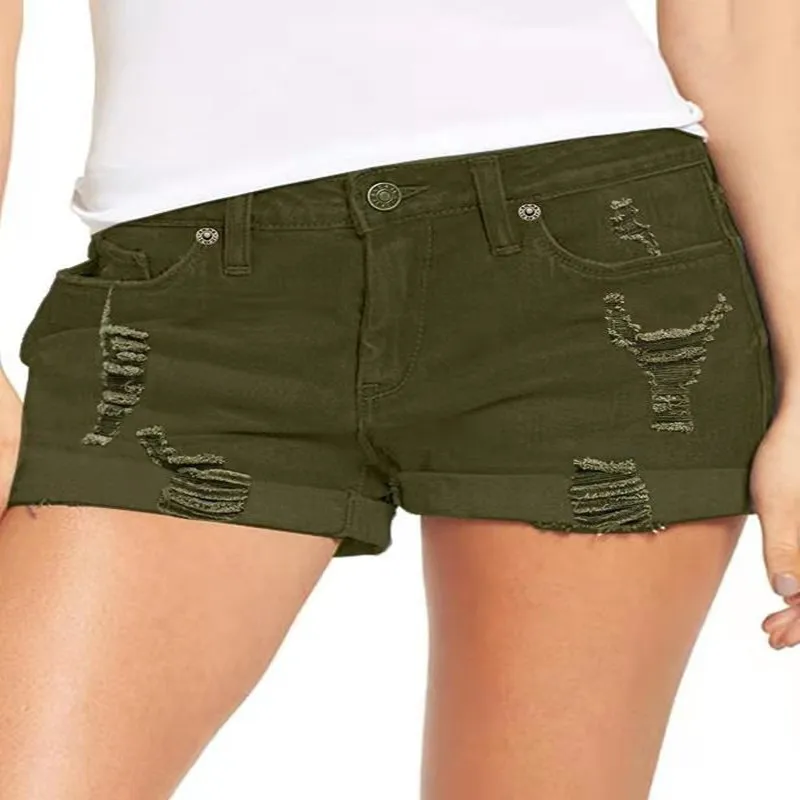 

Women's Short Denim Pocket Washed Fashion Short Jeans Straight Leg Elastic Waist Casual High Waist Shorts Summer Women's Shorts