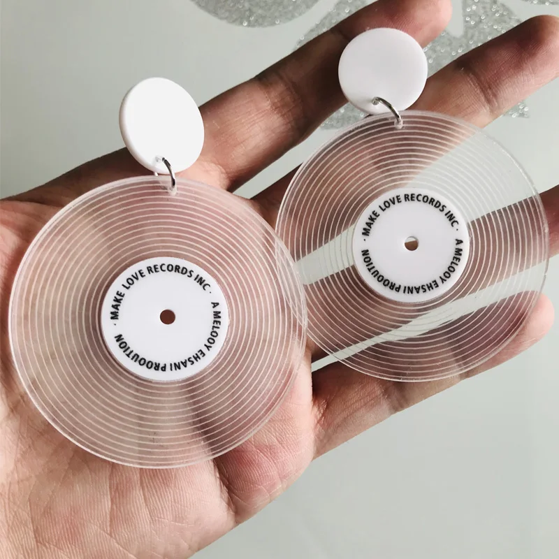 Женские виниловые серьги-подвески с виниловыми пластинками крутые большие
