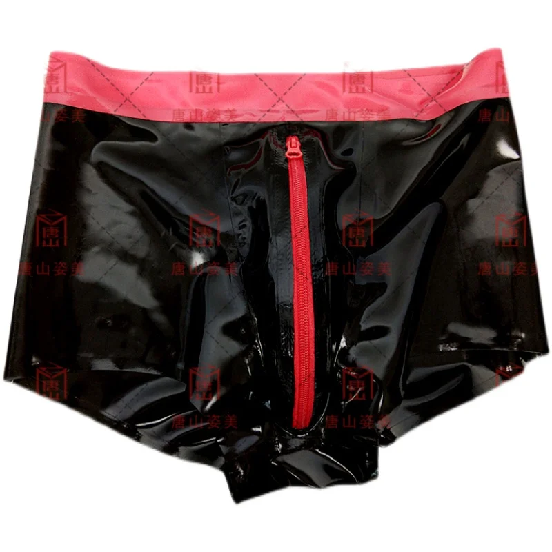 Мужские латексные боксеры черное латексное нижнее белье с застежкой-молнией