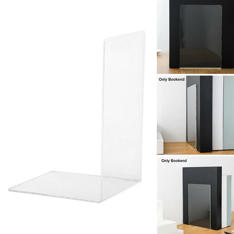 

Anti-skid Desktop Organizer Office Stationery Book End Reading L Shape Transparent Acrylic BookShelf For Home Office School