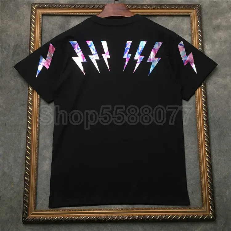 

Designer Luxury Fashion brand Mens clothing T Shirt geometry lightning print T-shirt Cotton Tshirt Tee Top Camiseta Masculina