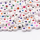 Белые смешанные круглые акриловые бусины 4x7 мм, узор в форме сердца, бусины для изготовления ювелирных изделий сделай сам, аксессуары для ожерелий и браслетов
