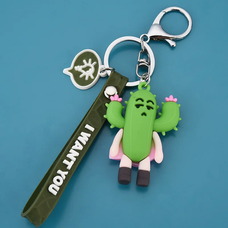 

3D Creative Cactus Keychain Silicone Cartoons Trendy Cute Anime Car Bag Key Ring Couple Gift Accessories Pendant