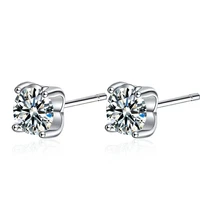 trendy 5mm d color round moissanite diamond earrings women jewelry 100 s925 sterling silver bull head stud earrings with gra