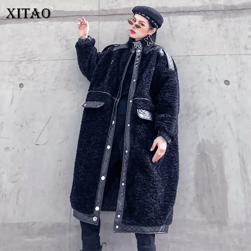 XITAO, женская новая парка, с одной грудью,, зимняя, с карманами, полный рукав, элегантная, с круглым вырезом, длинная, повседневная, богиня, вентилятор, парка, пальто, XJ2826