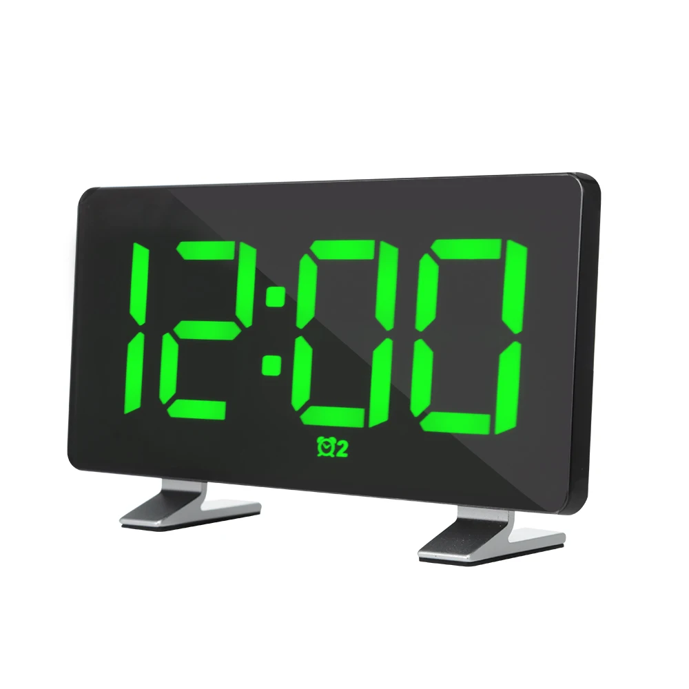 Jade Green Светодиодный Будильник с зарядным портом usb для спальни, кабинета, офиса, прямоугольные цифровые настольные часы - Цвет: Jade Green