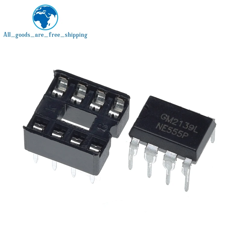 20 шт. (по 10 штук) NE555 NE555P IC 555 осциллятор с таймером и 8-контактный гнезда DIP |