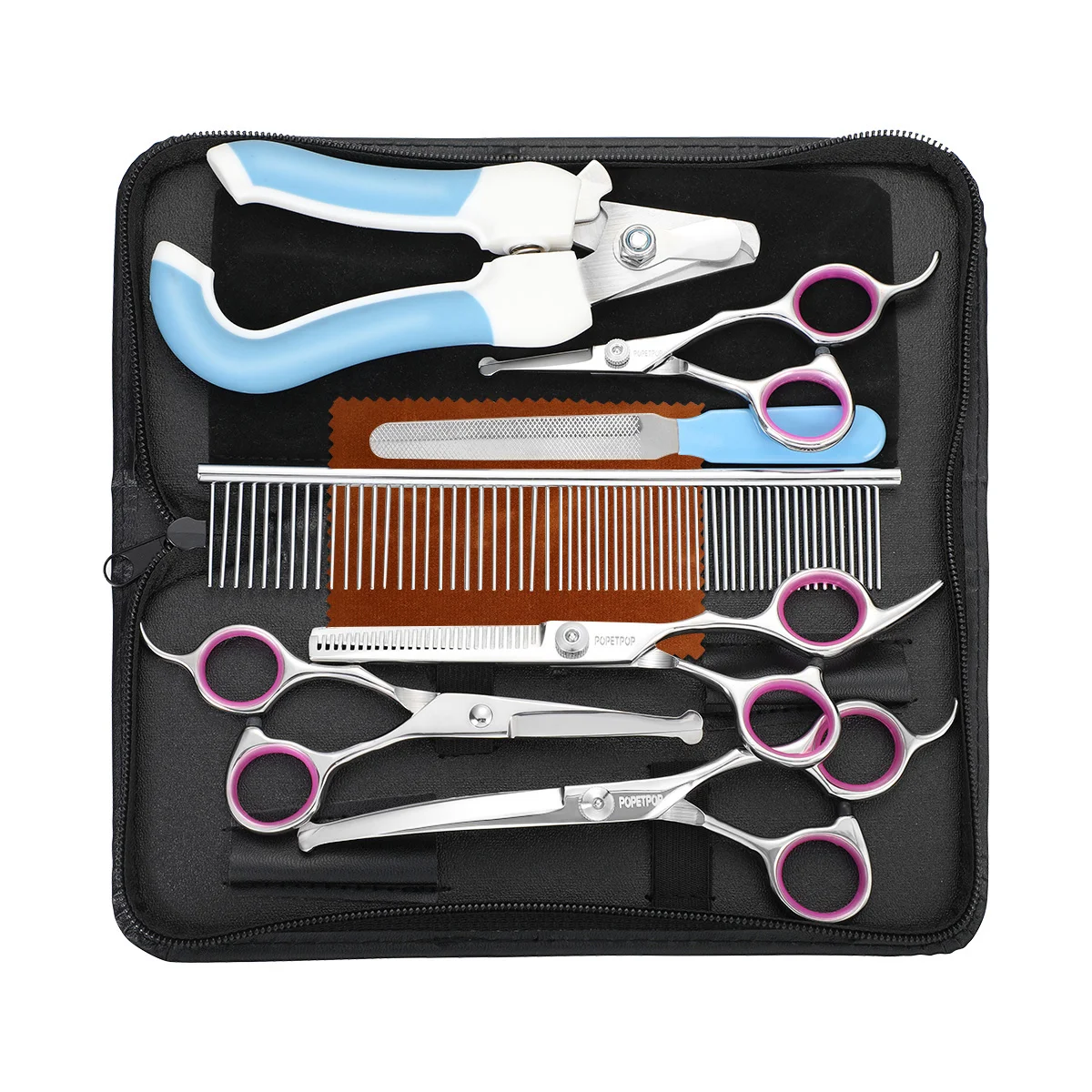 

Набор ножниц POPETPOP для ухода за собаками, комплект сверхмощных ножниц из нержавеющей стали для груминга собак с безопасным круглым наконечн...