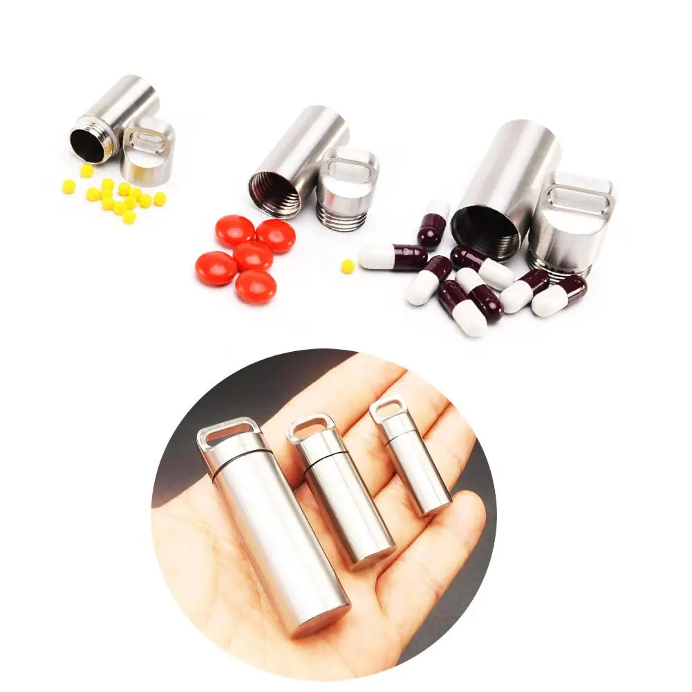 Waterproof Capsule Shape Aluminum Pill Case Keychain Outdoor Pocket Holder Container Delicate Seal Medicine Organizer Box | Спорт и