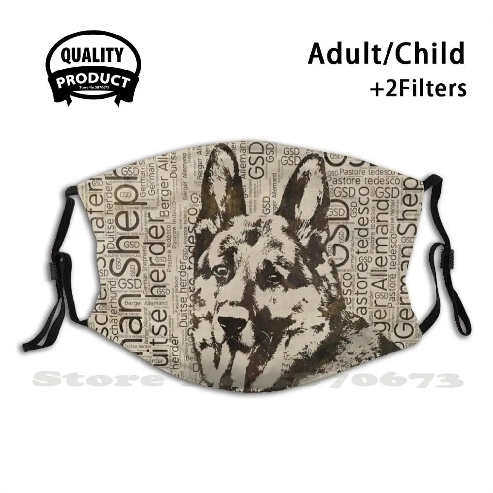 

German Shepherd Dog - Wooden Texture On Canvas Anti Dust Face Mask Washable Filter Reusable Gsd German Shepherd German Shepherd