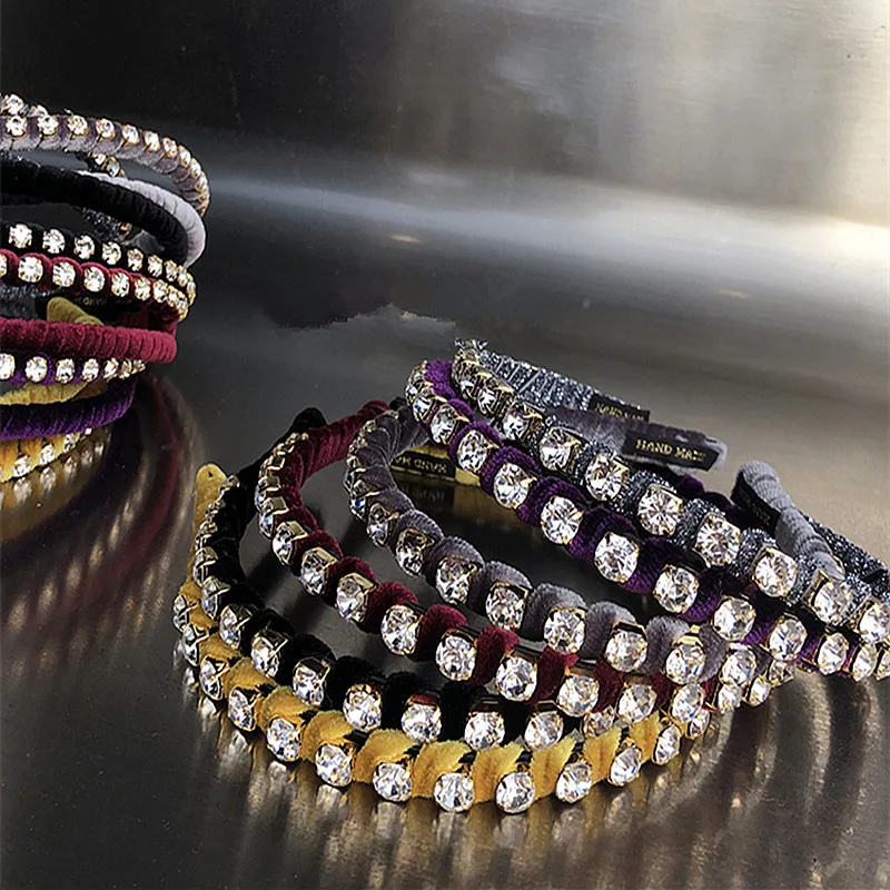 FFLACELL новинка 2020 Роскошные простые намотанные бархатные стразы повязка на голову